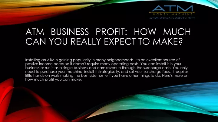 atm business profit how much can you really