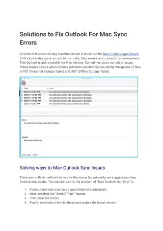 How to Solve Mac Outlook Sync Errors