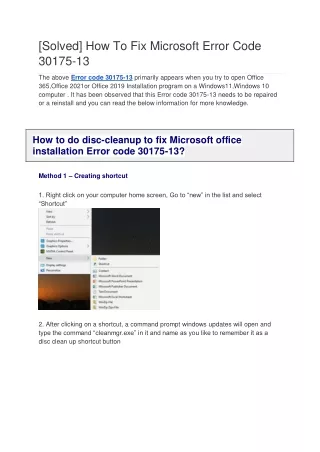 [Solved] How To Fix Microsoft Error Code 30175-13