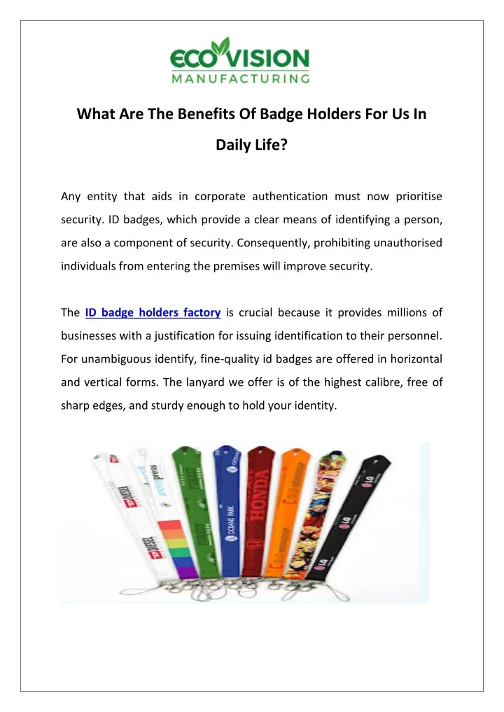 what are the benefits of badge holders for us in