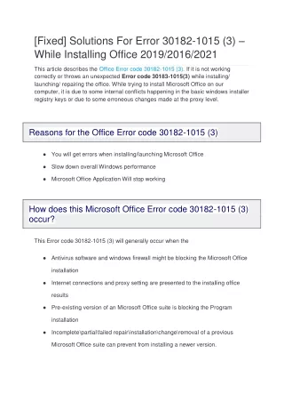 [Fixed] Solutions For Error 30182-1015 (3) – While Installing Office 2019/2016/2