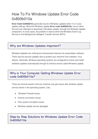 How To Fix Windows Update Error Code 0x800b010a