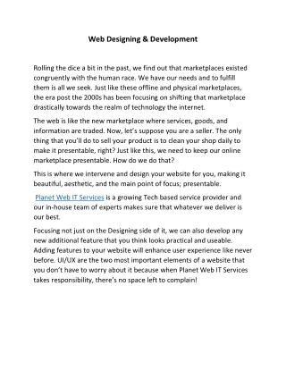 Web Designing & Development Services