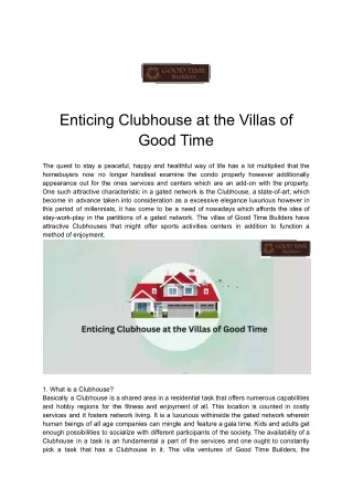 Enticing Clubhouse at the Villas of Good Time