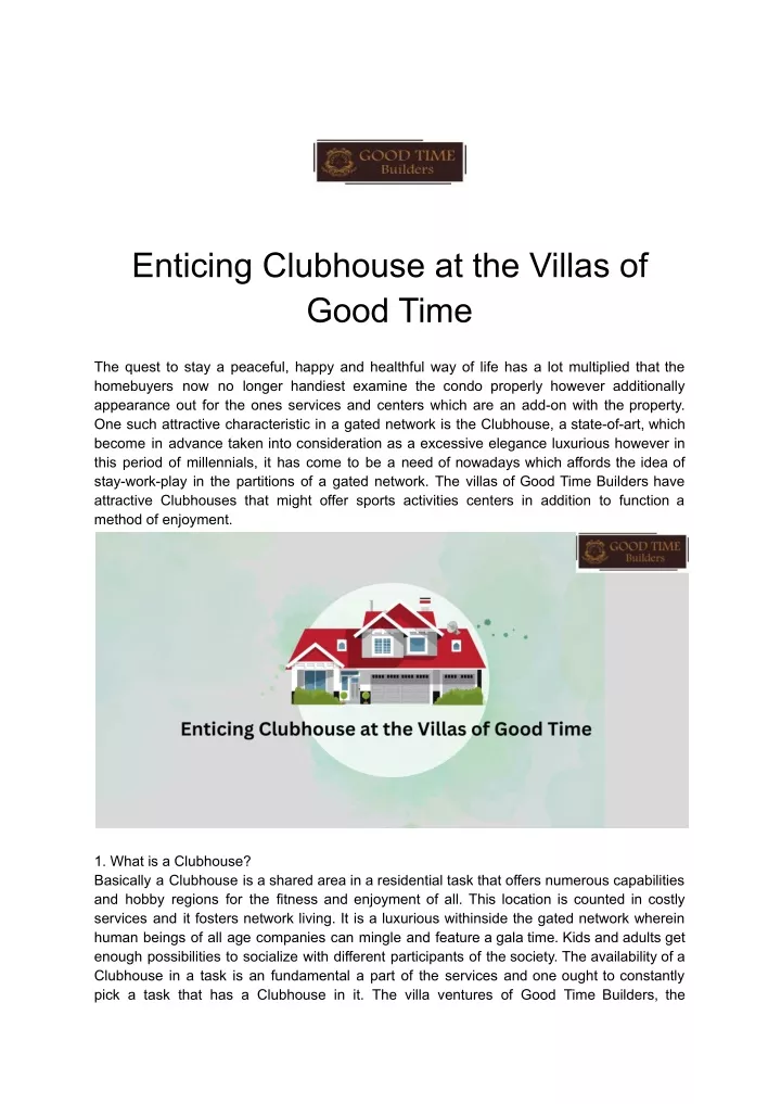enticing clubhouse at the villas of good time