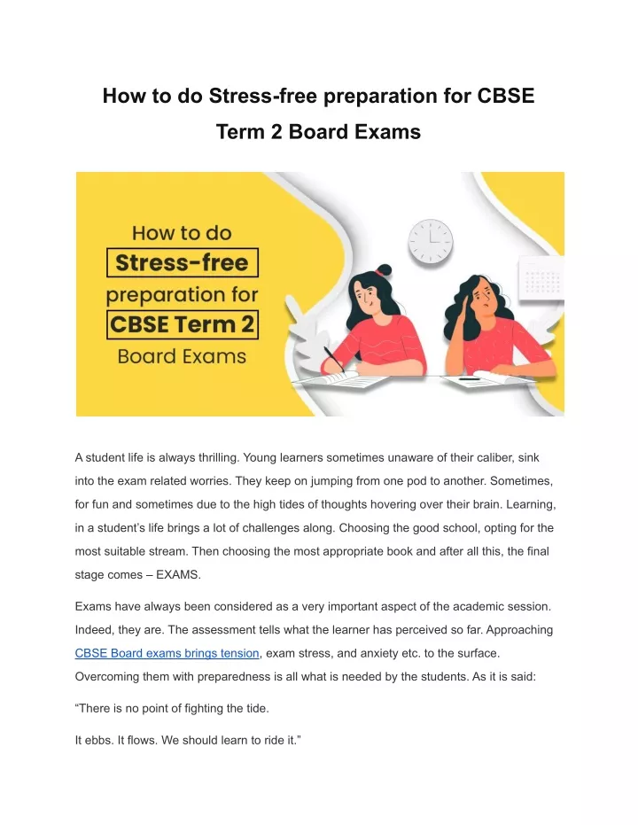 how to do stress free preparation for cbse