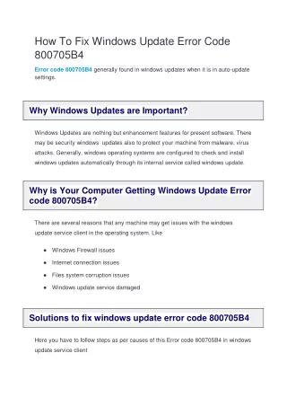 How To Fix Windows Update Error Code 800705B4