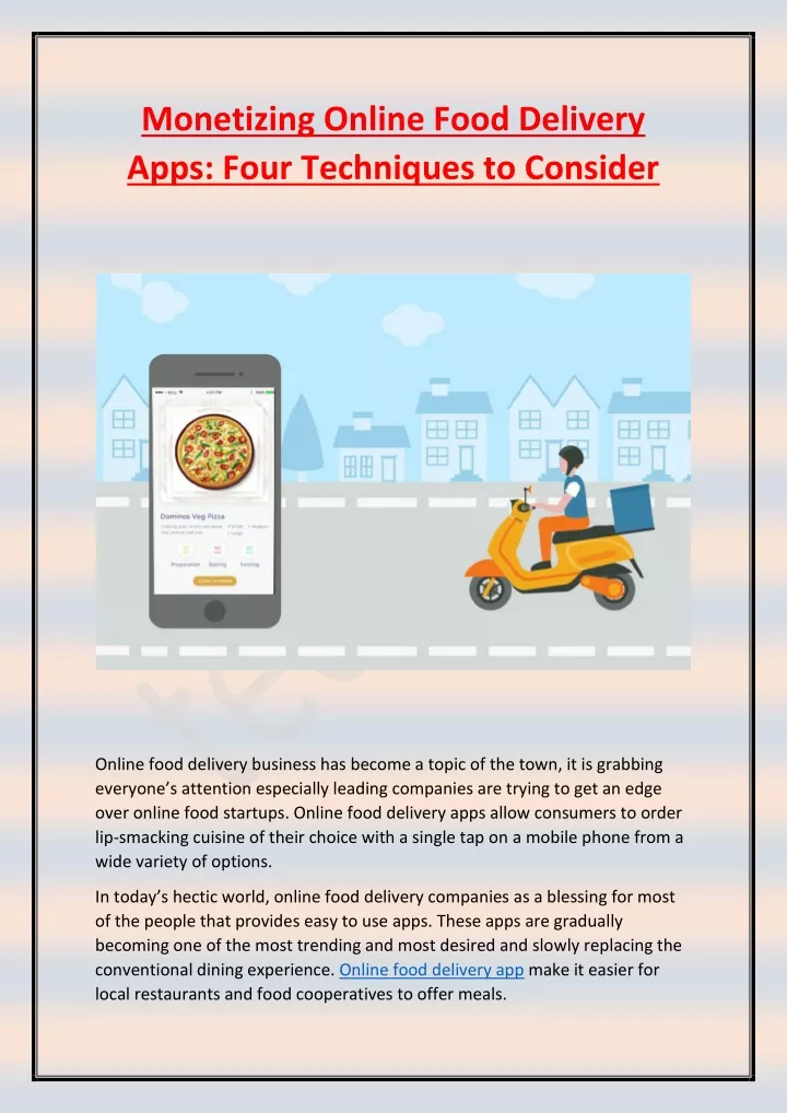 monetizing online food delivery apps four