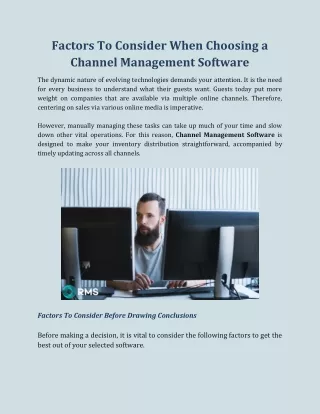 Factors To Consider When Choosing a Channel Management Software