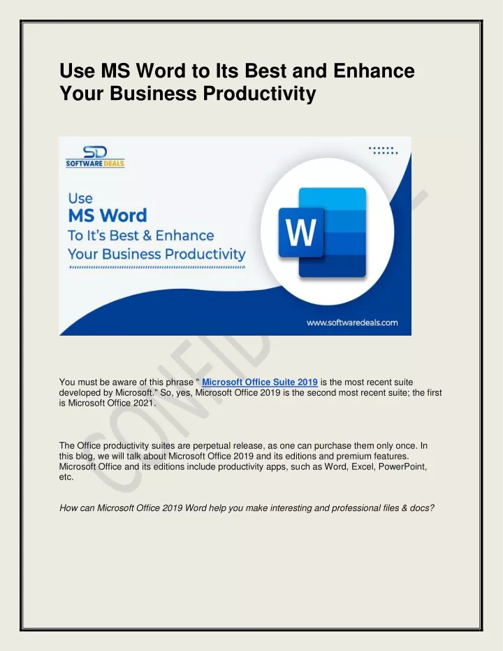 use ms word to its best and enhance your business