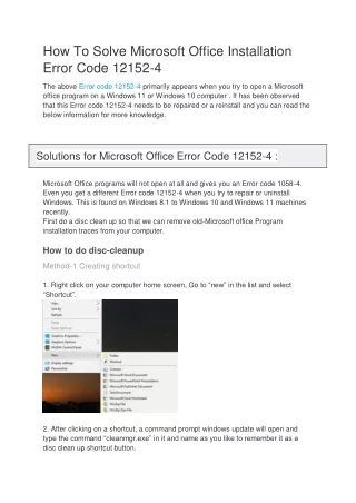 How To Solve Microsoft Office Installation Error Code 12152-4