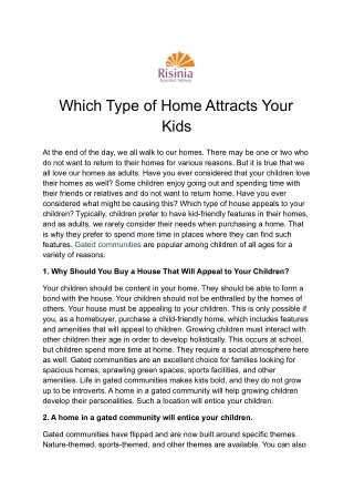 Which Type of Home Attracts Your Kids