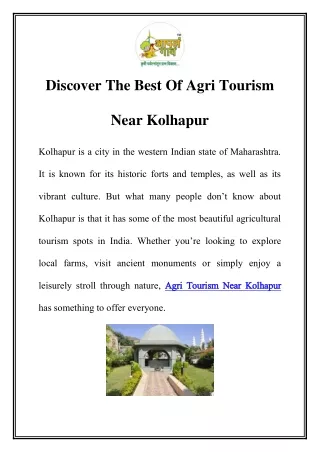Agri Tourism Near Kolhapur Call-9619075908