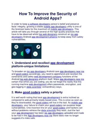 how to improve the security of android apps