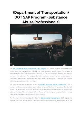 department of transportation dot sap program