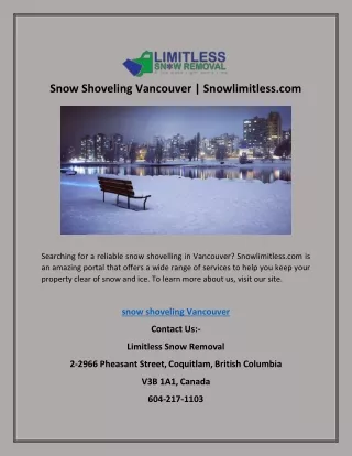 snow shoveling vancouver snowlimitless com