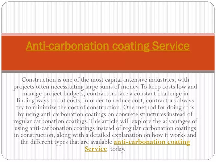 anti carbonation coating service
