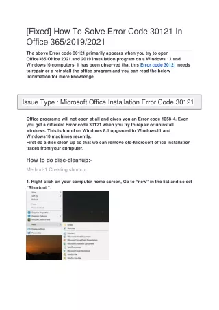 [Fixed] How To Solve Error Code 30121In Office 365/2019/2021