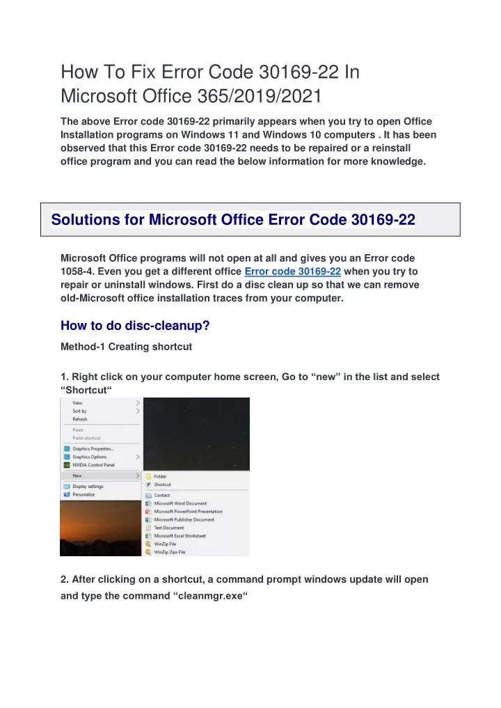 PPT - How To Fix Error Code 30169-22 In Microsoft Office 365/2019/2021 ...