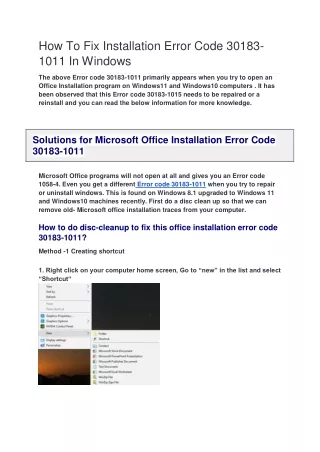 How To Fix Installation Error Code 30183-1011 In Windows