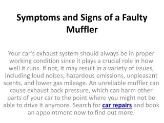 symptoms and signs of a faulty muffler