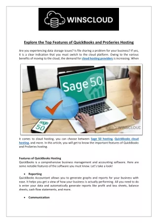 Explore the Top Features of QuickBooks and ProSeries Hosting