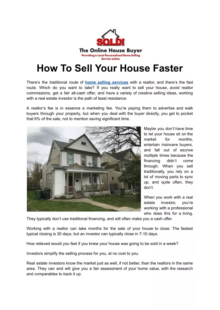 how to sell your house faster