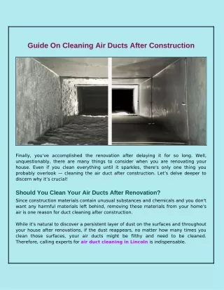 guide on cleaning air ducts after construction