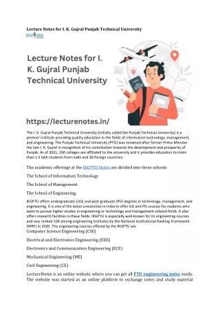 The i.k. gujral punjab technical university lecture notes