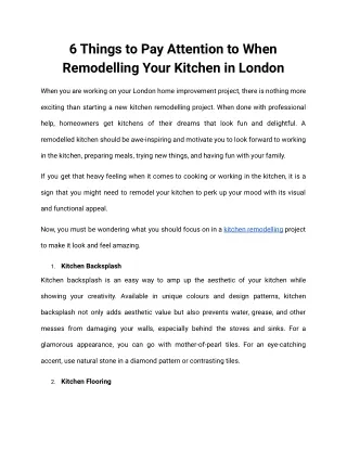 6 Things to Pay Attention to When Remodelling Your Kitchen in London