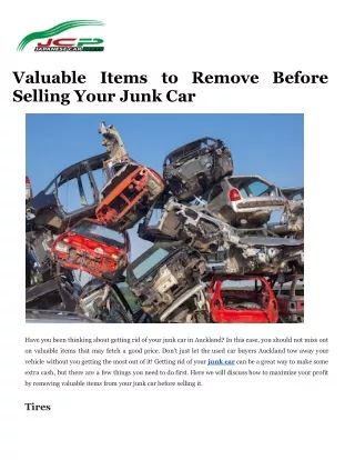 Valuable Items to Remove Before Selling Your Junk Car
