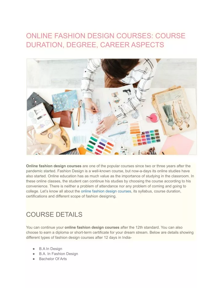 online fashion design courses course duration