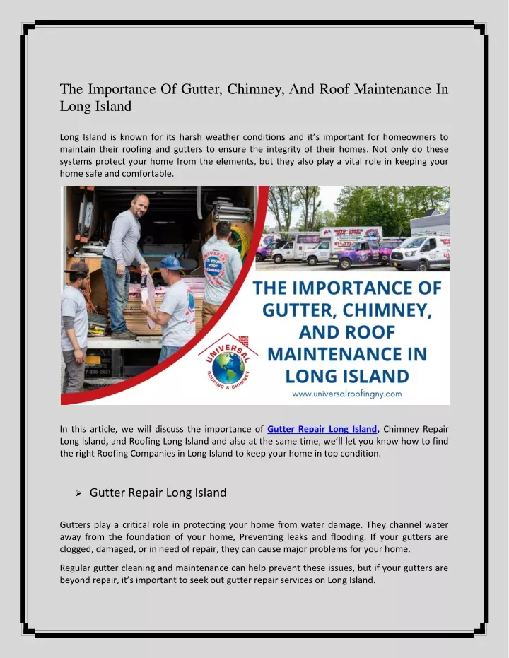 the importance of gutter chimney and roof