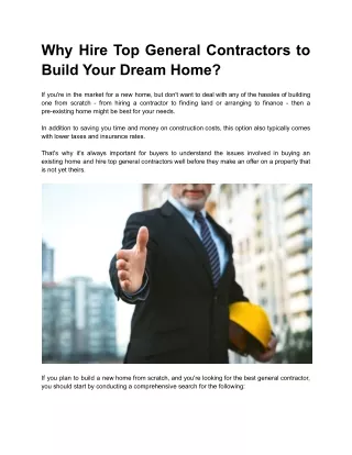 Top General Contractors in Washington Area