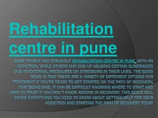 Rehabilitation centre in pune