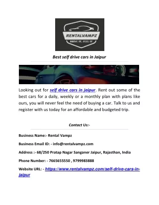 Best self drive cars in Jaipur