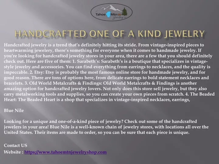 handcrafted one of a kind jewelry