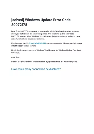 [solved] Windows Update Error Code 80072f78