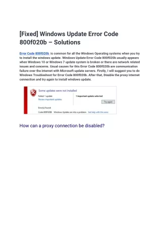 [Fixed] Windows Update Error Code 800f020b – Solutions
