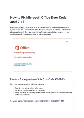 How to Fix Microsoft Office Error Code 30089-13