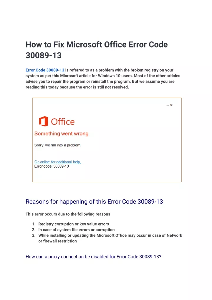 how to fix microsoft office error code 30089 13