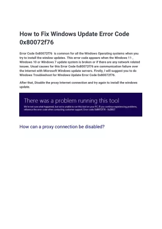 How to Fix Windows Update Error Code 0x80072f76