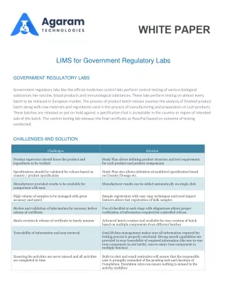 LIMS for Government Regulatory Labs