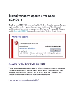 [Fixed] Windows Update Error Code 80240016