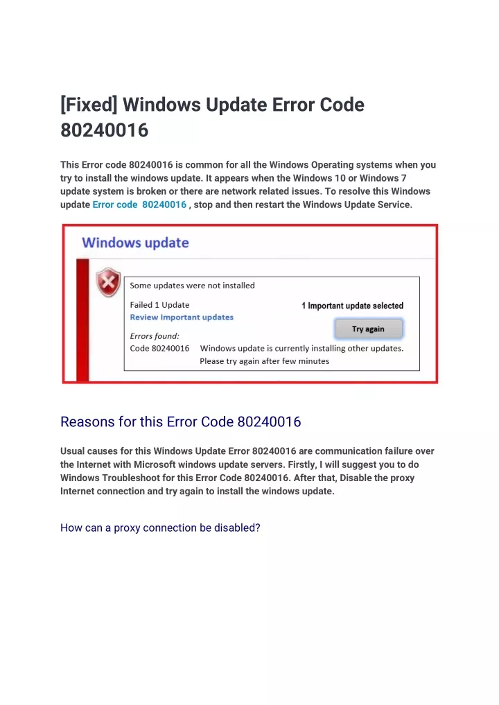 fixed windows update error code 80240016