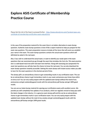 explore asis certificate of membership practice