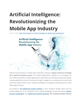 artificial intelligence revolutionizing