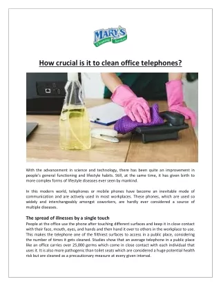 Mary's Cleaning Services - How crucial is it to clean office telephones?