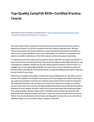 top quality comptia rfid certified practice course