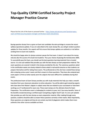 top quality cspm certified security project